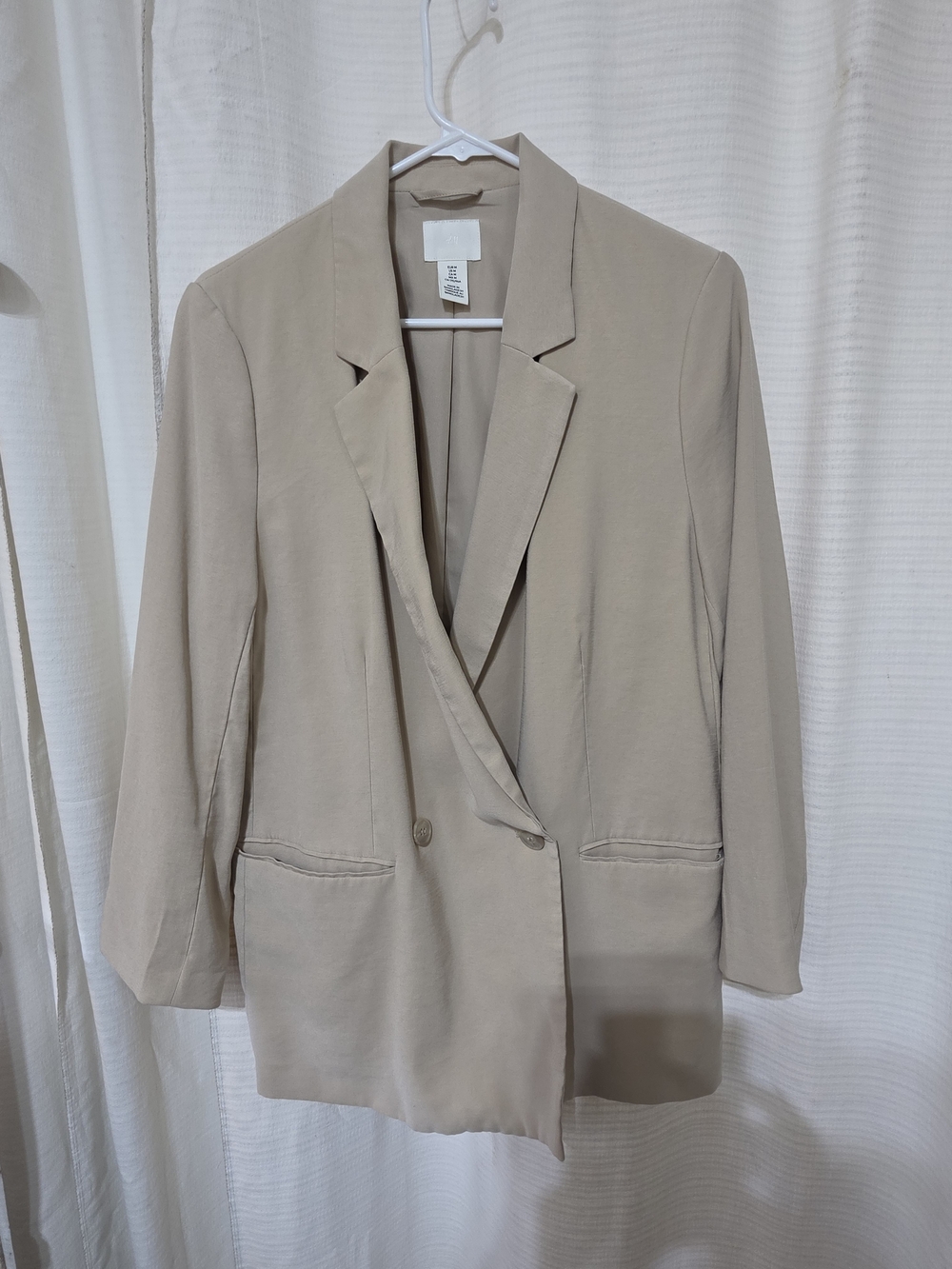 Beige Womens Relaxed Blazer Jacket